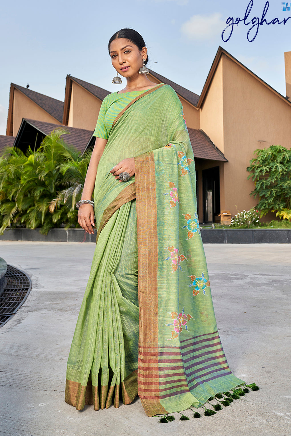 Fascinating Green (Saree)