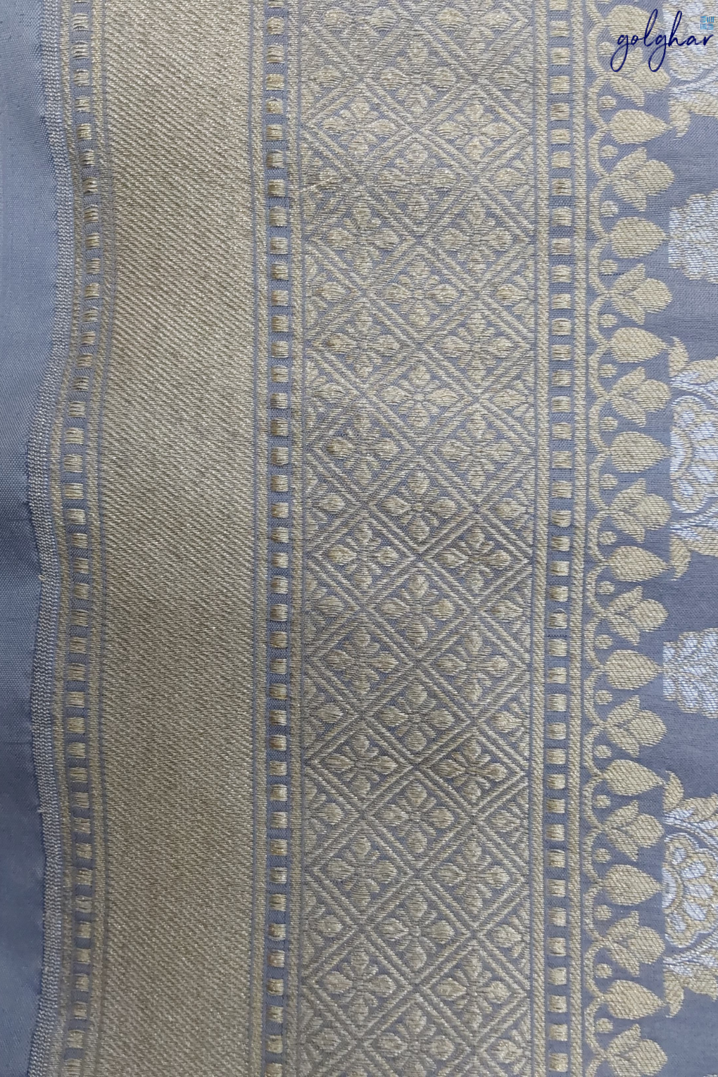 Katan Silk Jaal Buti Grey Handloom Banarasi Saree