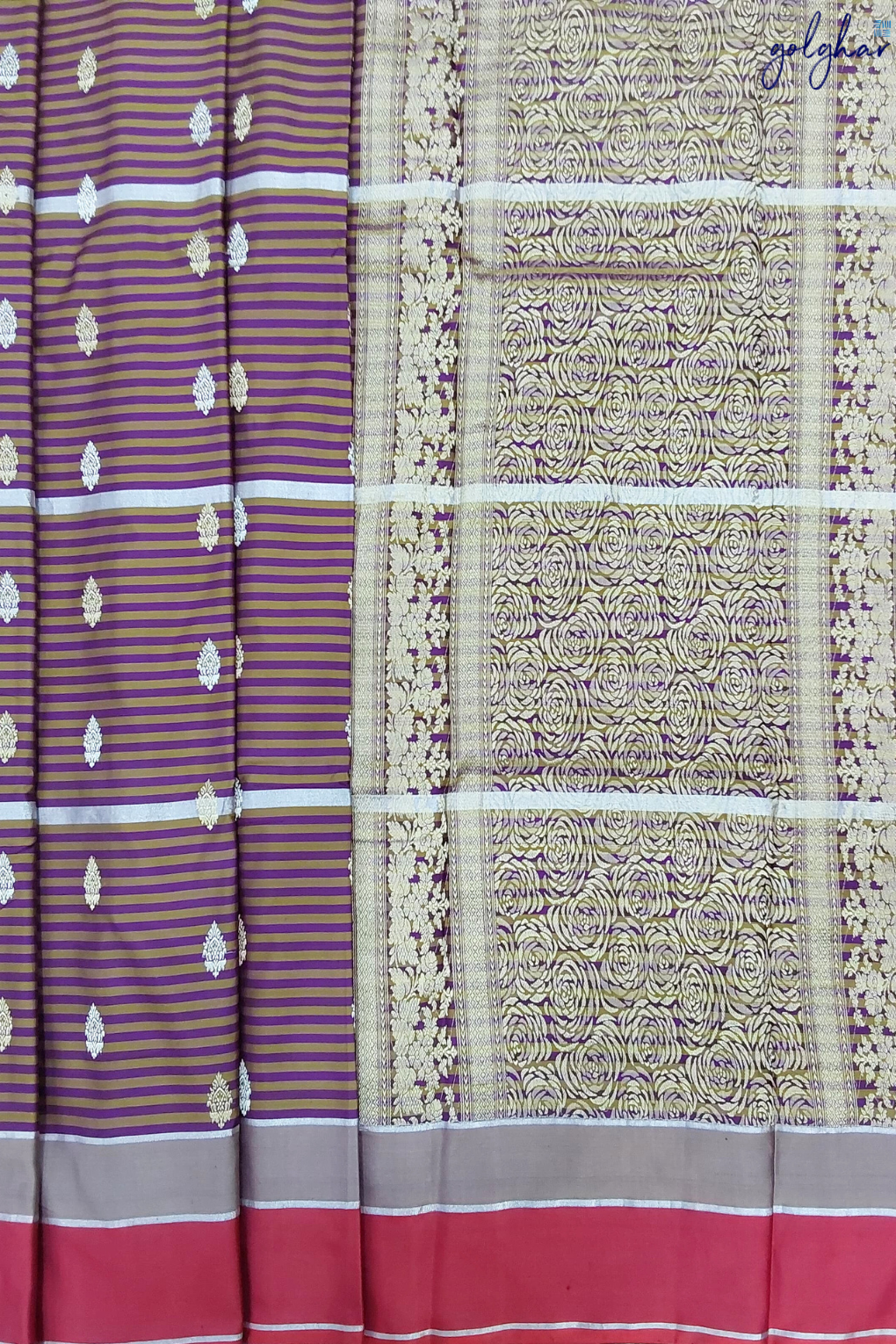 Pure Satin Purple Banarasi Handloom Saree
