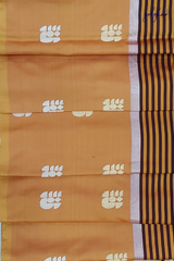 Pure Satin Orange Handloom Saree With Black Stripes