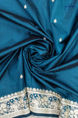 Katan Silk Aqua Blue Handloom Banarasi Saree