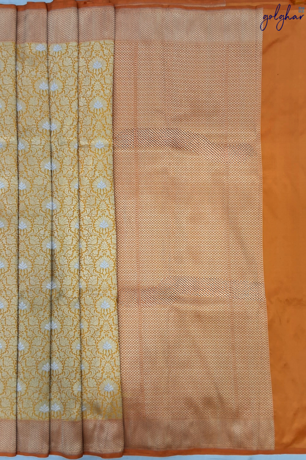 Katan Silk Orange Handloom Banarasi Saree