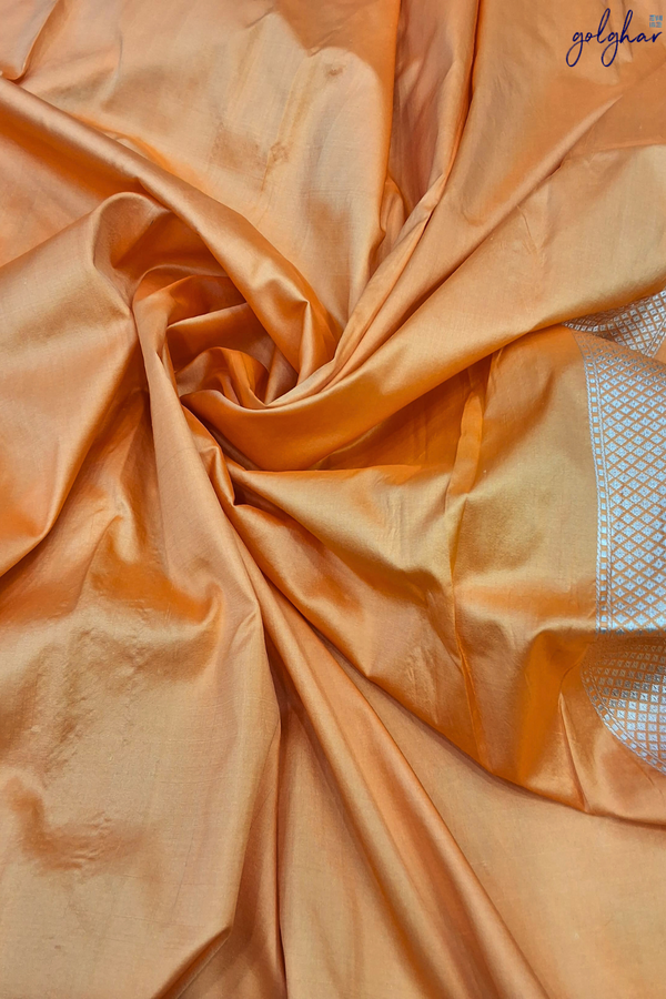 Katan Silk Orange Handloom Banarasi Saree