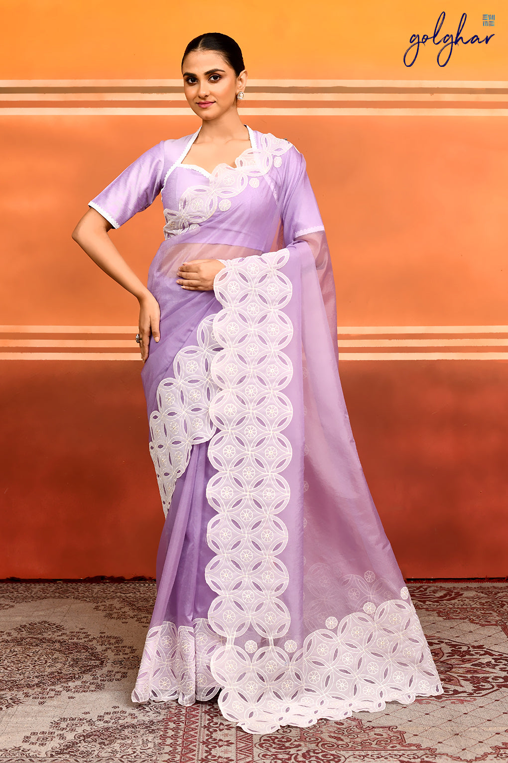 Lilac Lines (Saree)