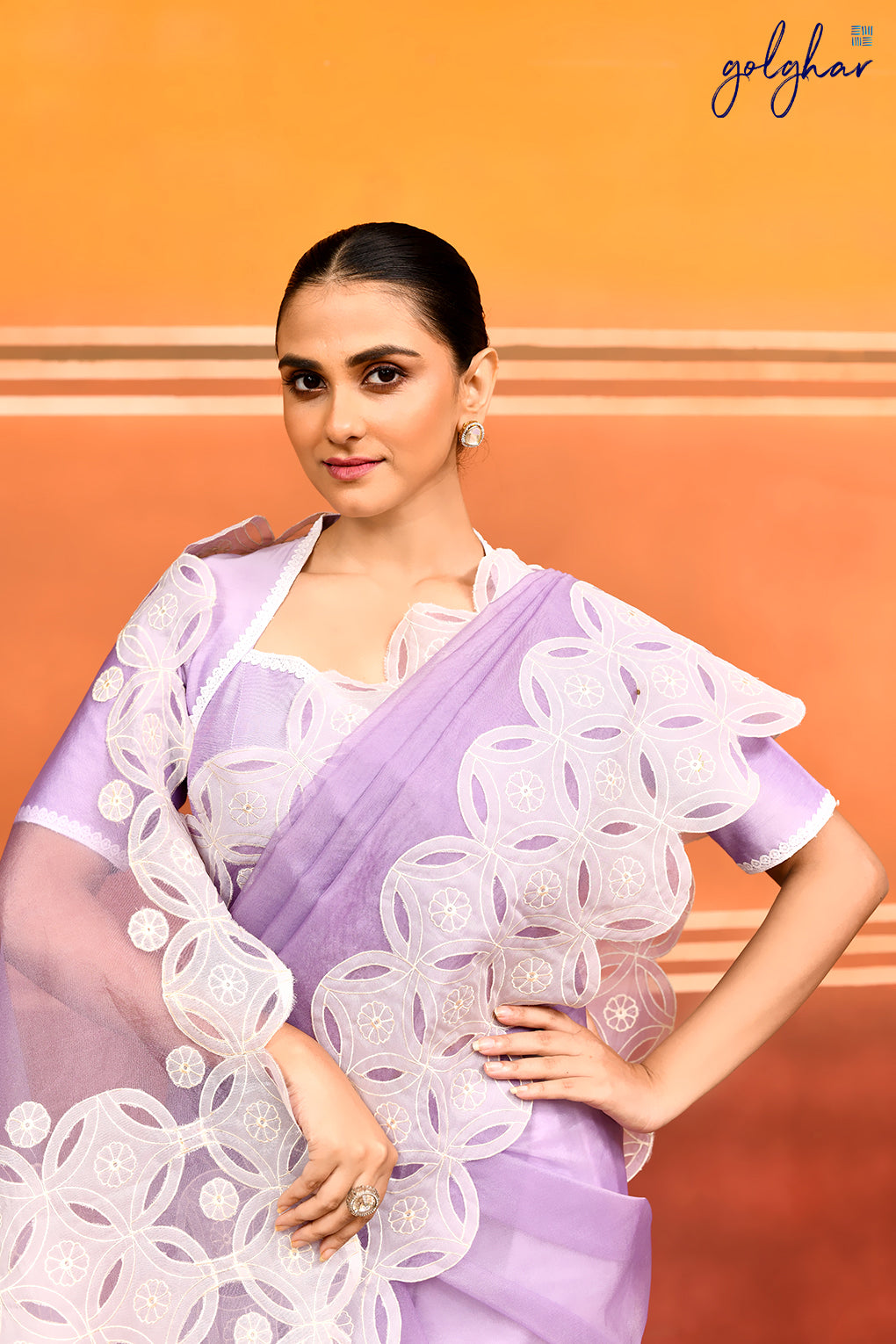 Lilac Lines (Saree)