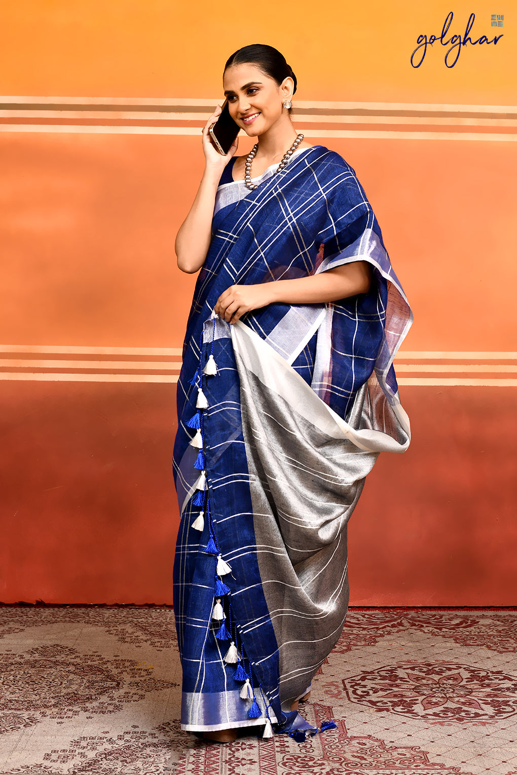 Nautical Grid (Saree)