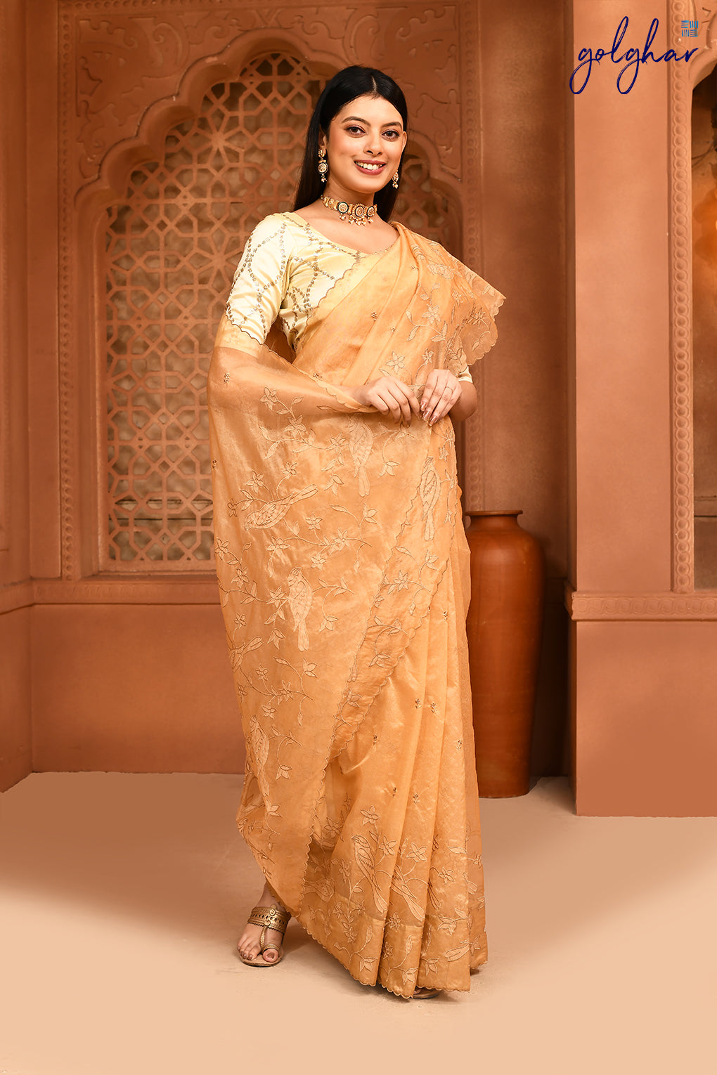A Bird's Song - Beige (Saree)