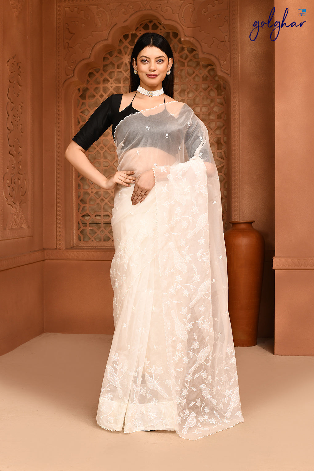 A Bird's Song - White (Saree)