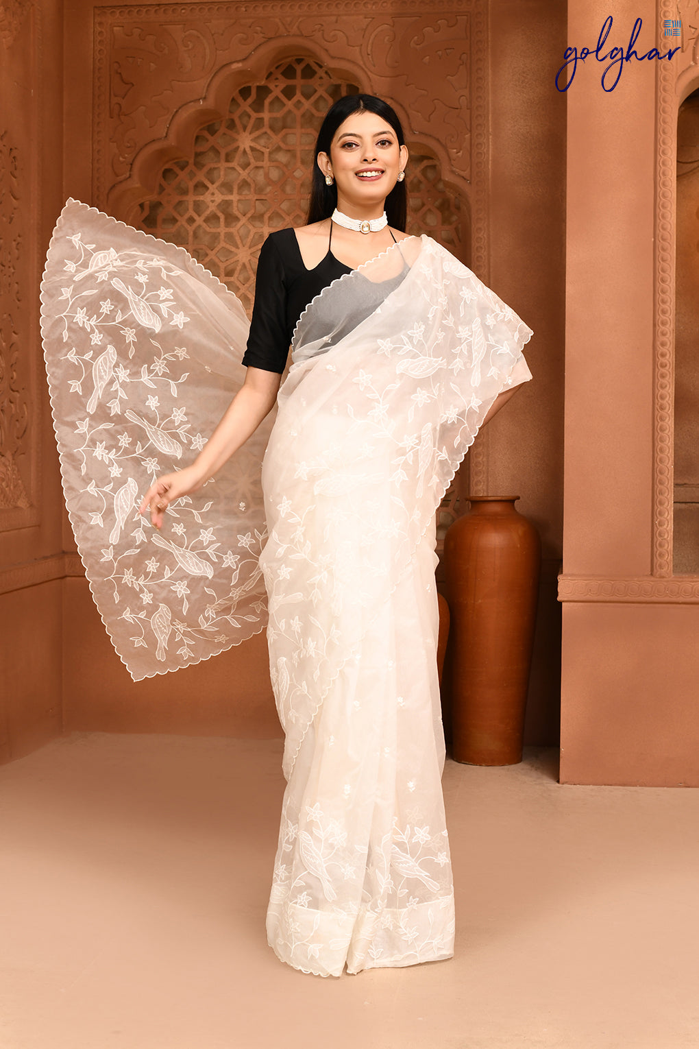 A Bird's Song - White (Saree)