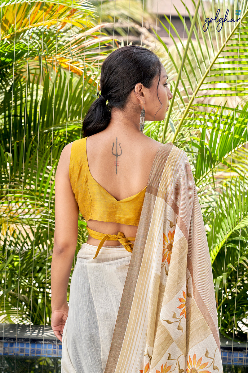 Buy online Women's Solid Mustard Colored Saree With Blouse from ethnic wear  for Women by Chhabra555 for ₹3419 at 61% off | 2024 Limeroad.com