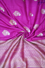 Matka Silk Fuchsia Handloom Kadhua Weave Saree