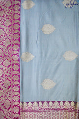 Kadhua Weave Katan Silk Light Grey Handloom Banarasi Saree