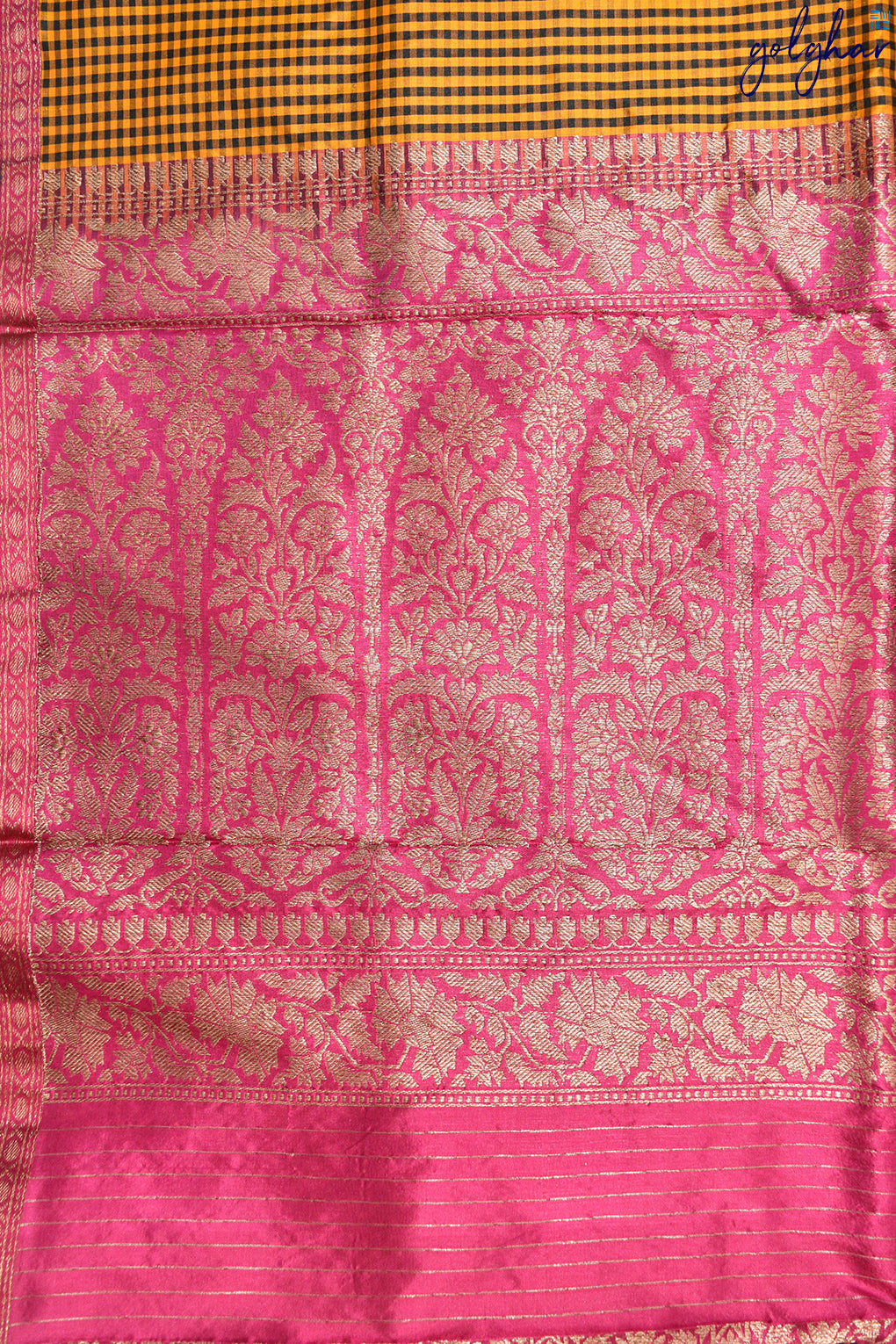Katan Silk Mustard Handloom Piping Border Saree