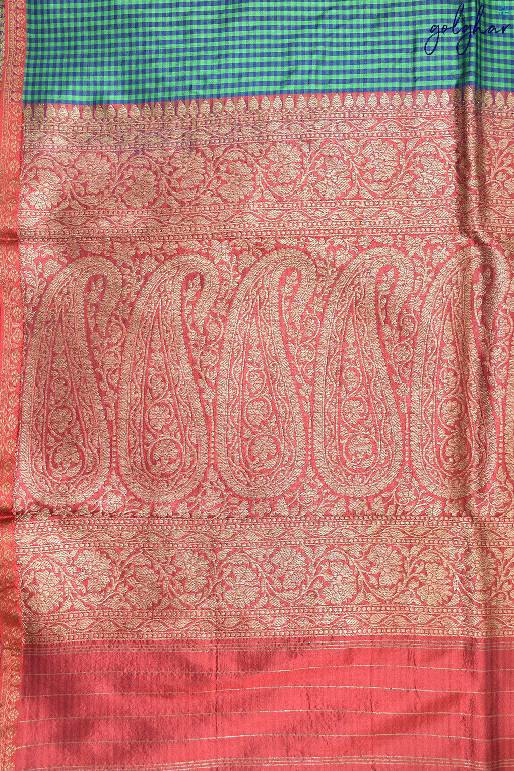 Katan Silk Sapphire Handloom Piping Border Saree