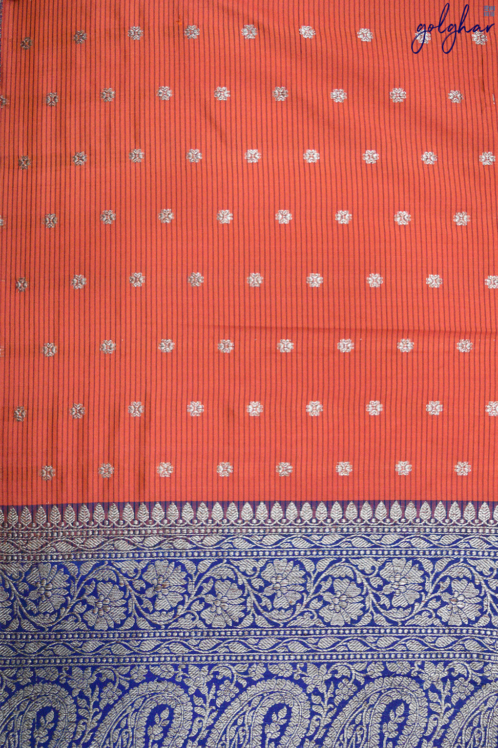 Katan Silk Orange Handloom Piping Border Saree